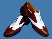View Item New  BROWN & White Retro Brogue Wing Tip Shoe